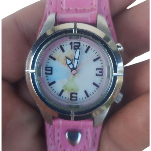 Vintage Disney Tinkerbell Kids Pink Leather Stainless Steel With Backlight - Picture 2 of 4
